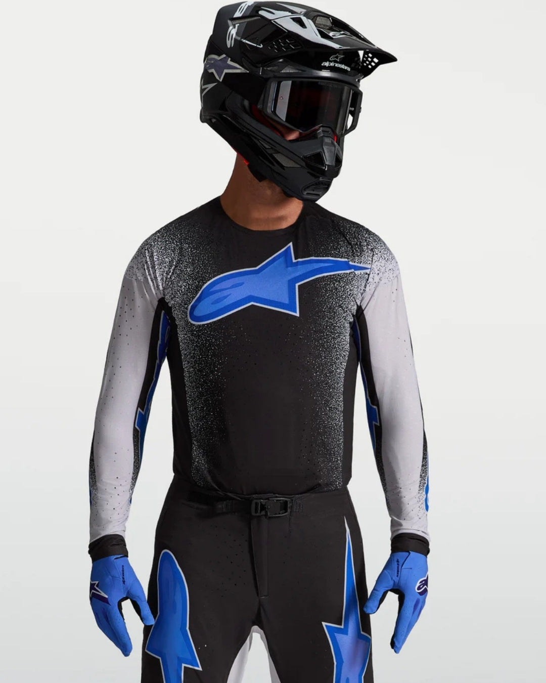 Alpinestars Supertech Hiten AFD Jersey - Schwarz/Helllila/Blithe Blau