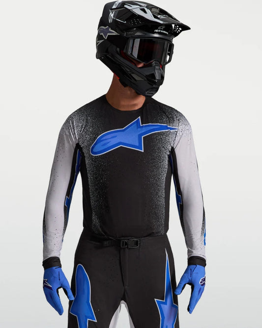Maglia Alpinestars Supertech Hiten AFD - Nero/Lilla chiaro/Blu Blithe
