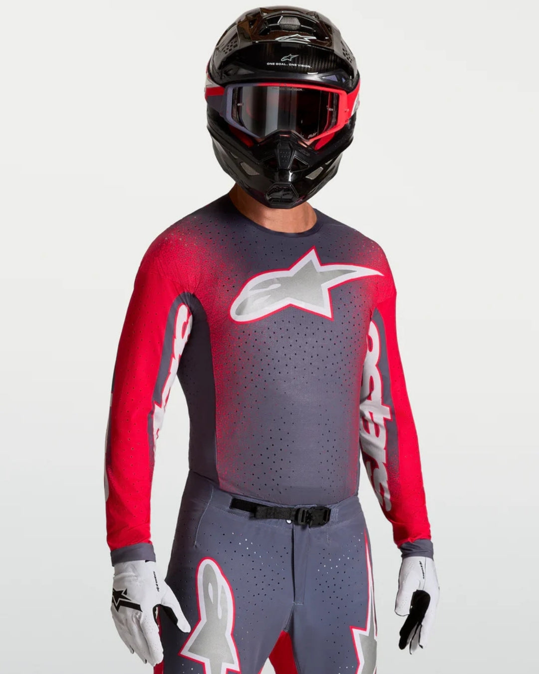 Alpinestars Supertech Hiten AFD Jersey - Graystone/Rot Fluo/Helllila