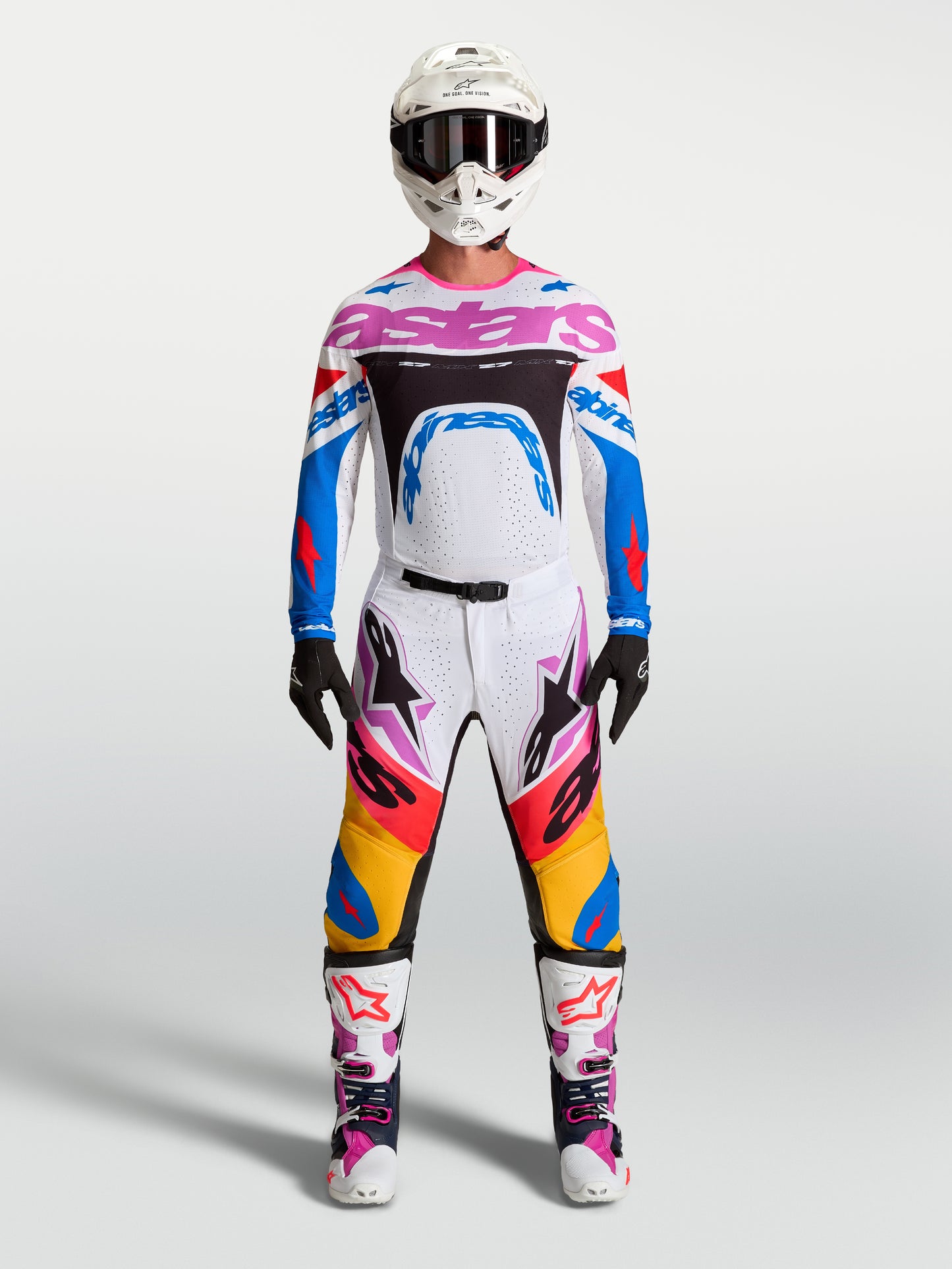 Maillot Alpinestars Supertech Dyna - Blanc/Bleu Blithe/Noir/Violet