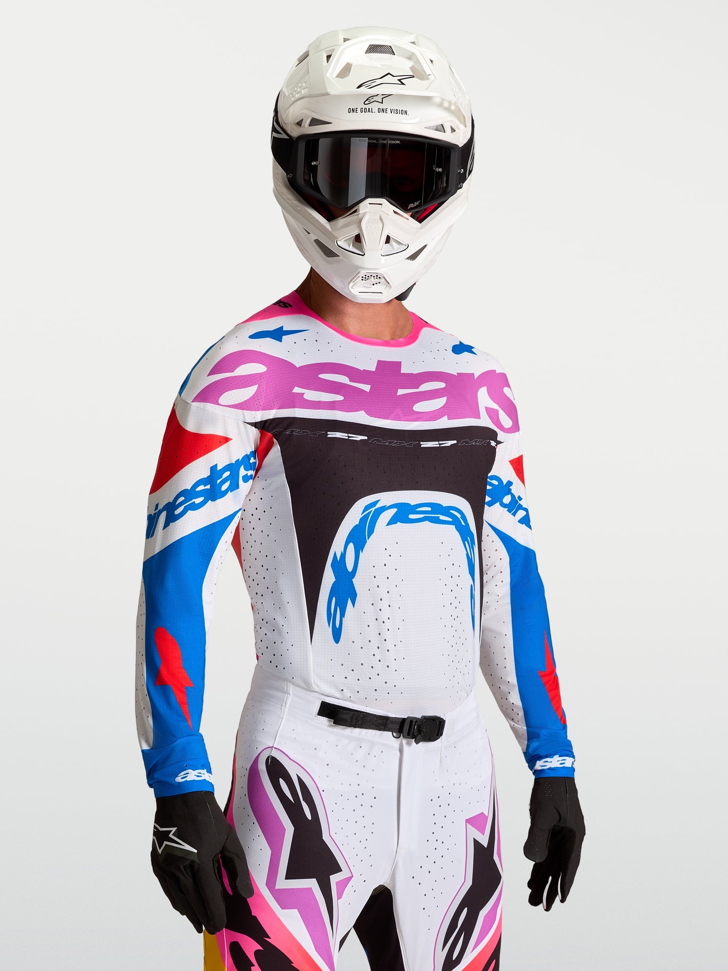 Maillot Alpinestars Supertech Dyna - Blanc/Bleu Blithe/Noir/Violet