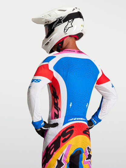 Maillot Alpinestars Supertech Dyna - Blanc/Bleu Blithe/Noir/Violet