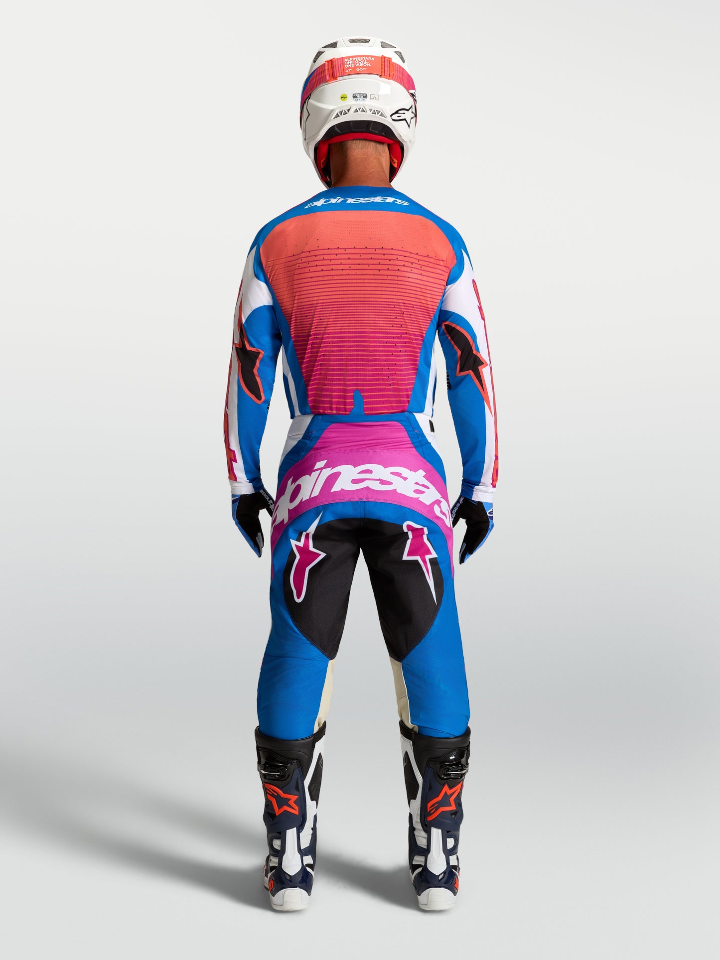 Maillot Alpinestars Techstar Maven - Blanc/Corail chaud/Bleu Blithe