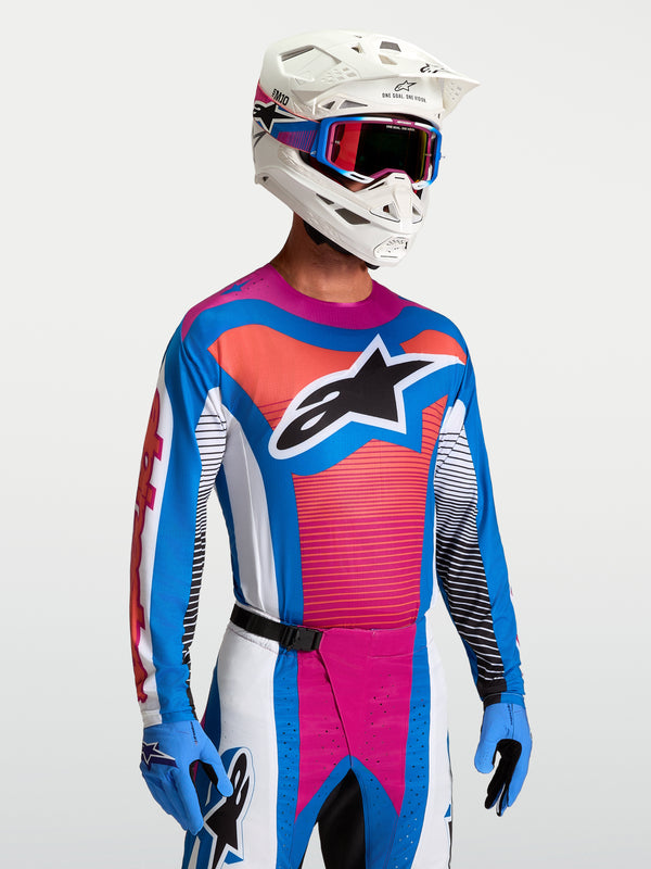 Maillot Alpinestars Techstar Maven - Blanc/Corail chaud/Bleu Blithe