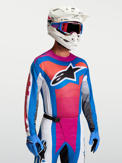 Maillot Alpinestars Techstar Maven - Blanc/Corail chaud/Bleu Blithe