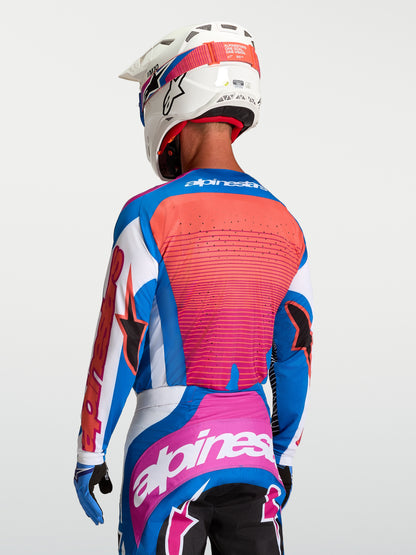 Maillot Alpinestars Techstar Maven - Blanc/Corail chaud/Bleu Blithe