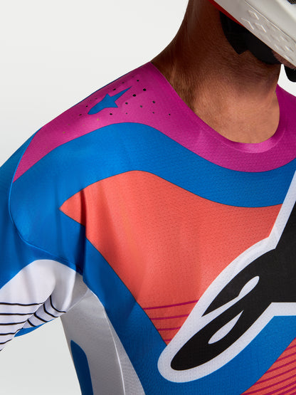 Maillot Alpinestars Techstar Maven - Blanc/Corail chaud/Bleu Blithe