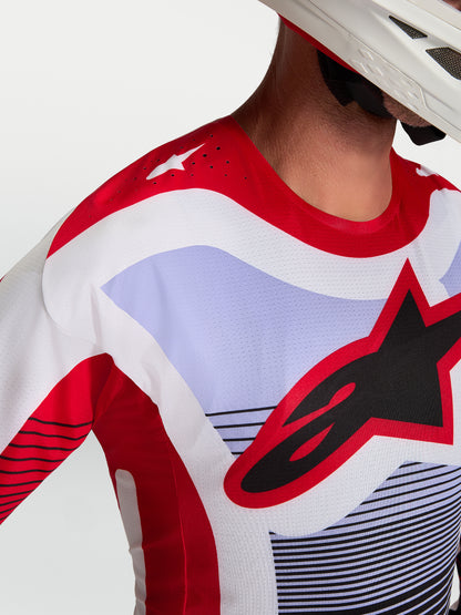 Alpinestars Techstar Maven Jersey - Fire Red/Weiß/Lavendel/Schwarz