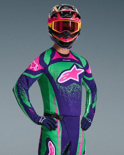 Maillot Alpinestars Techstar Nomur - Violet foncé/Vert/Rose Fluo