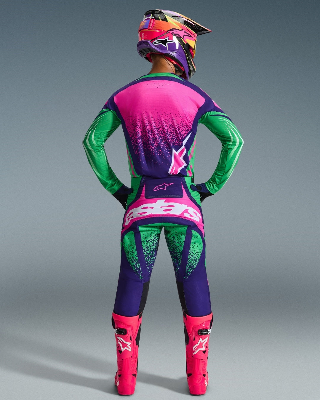 Maillot Alpinestars Techstar Nomur - Violet foncé/Vert/Rose Fluo