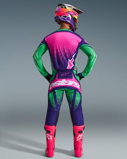 Maillot Alpinestars Techstar Nomur - Violet foncé/Vert/Rose Fluo