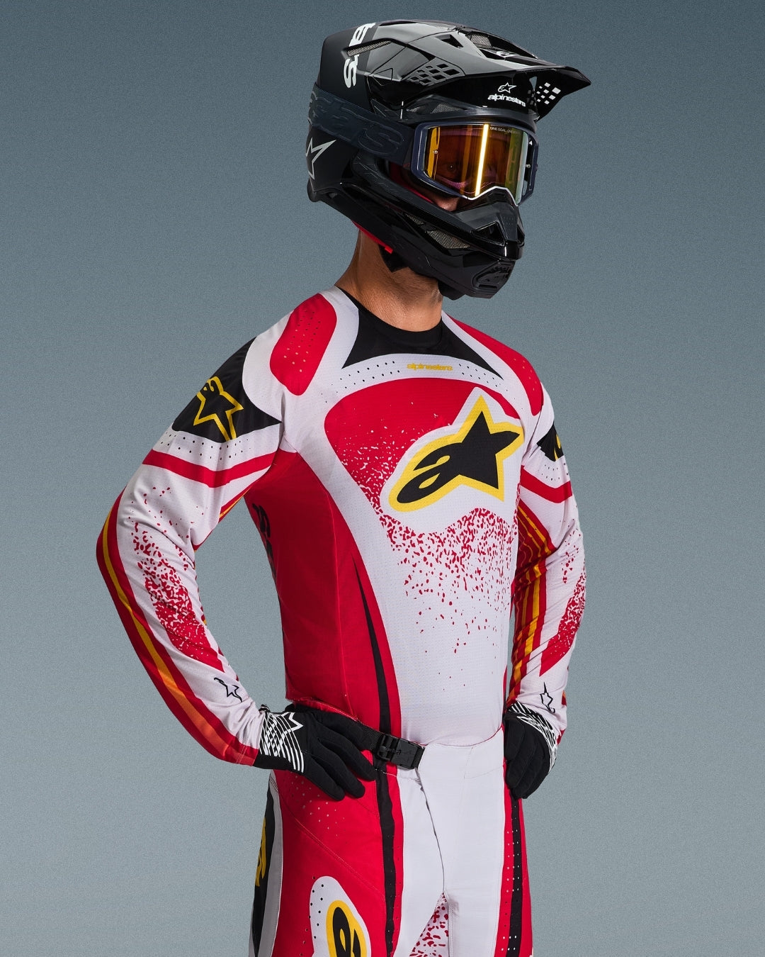 Maillot Alpinestars Techstar Nomur - Gris clair/Rouge/Noir