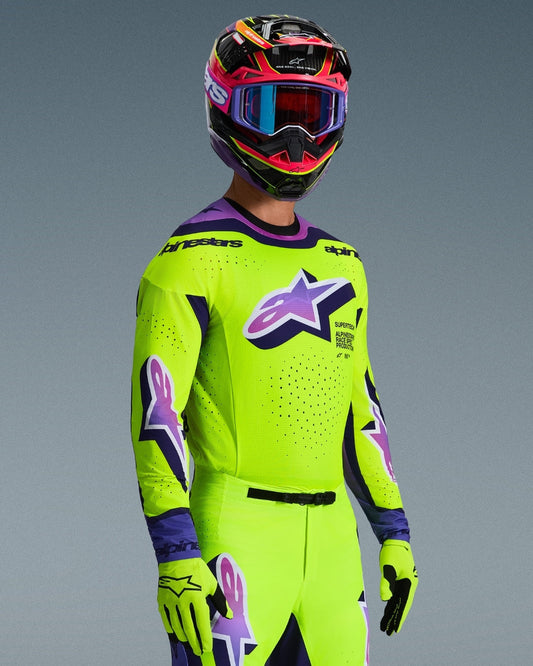Maillot Alpinestars Supertech Vista - Jaune soufre/Magenta/Vert foncé
