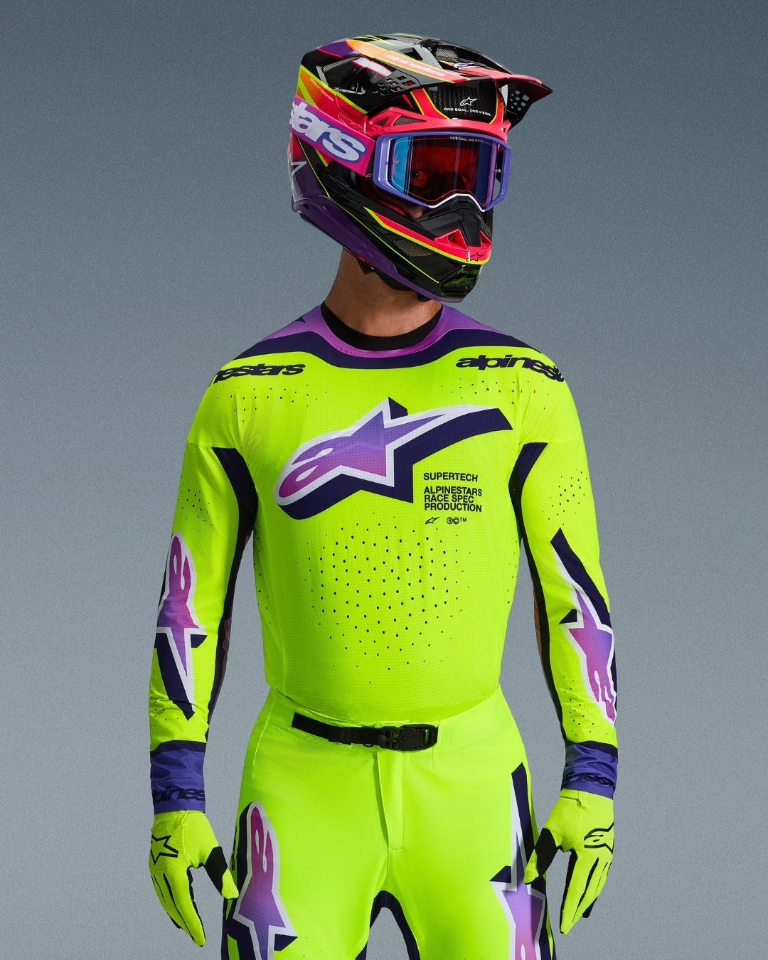 Maillot Alpinestars Supertech Vista - Jaune soufre/Magenta/Vert foncé