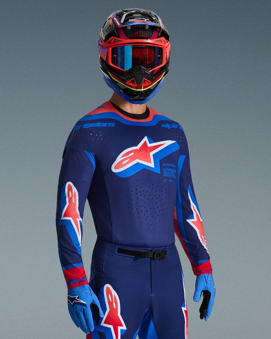 Maillot Alpinestars Supertech Vista - Marine foncé/Corail vif/Cobalt