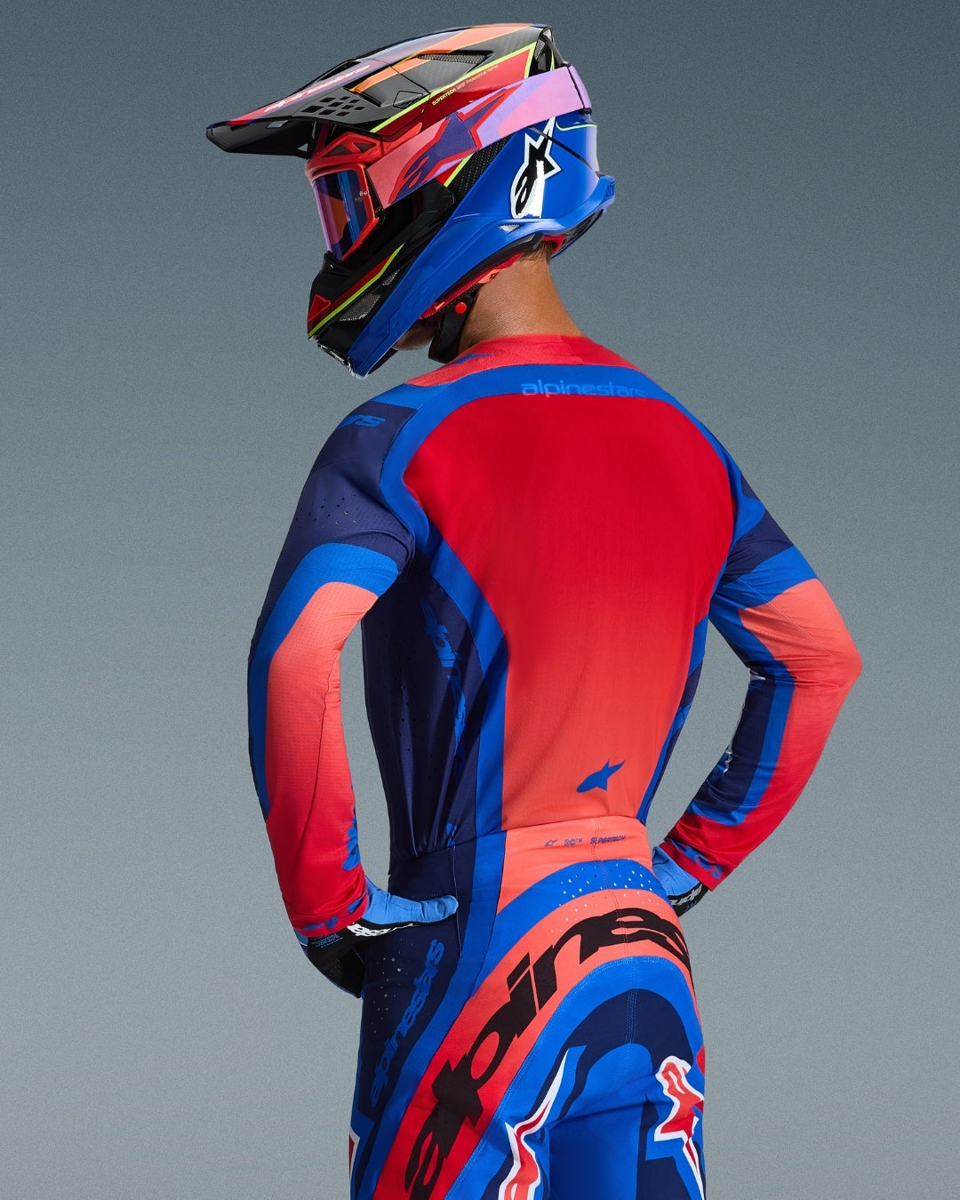 Maillot Alpinestars Supertech Vista - Marine foncé/Corail vif/Cobalt