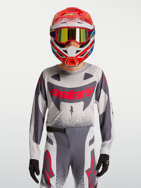 Alpinestars Supertech Swan Kindertrikot - Helllila/Dunkelgrau/Fluoreszierendes Rot