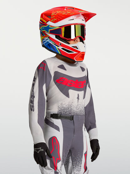 Maillot enfant Alpinestars Supertech Swan - Lilas Clair/Gris Foncé/Rouge Fluo