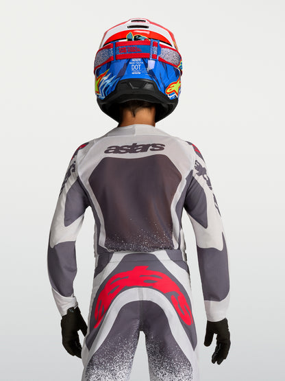Maillot enfant Alpinestars Supertech Swan - Lilas Clair/Gris Foncé/Rouge Fluo
