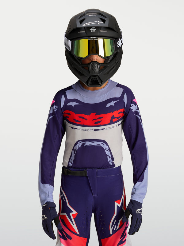 Alpinestars Supertech Dyna Kindertrikot - Hellviolett/Dunkelviolett/Fluoreszierendes Pink