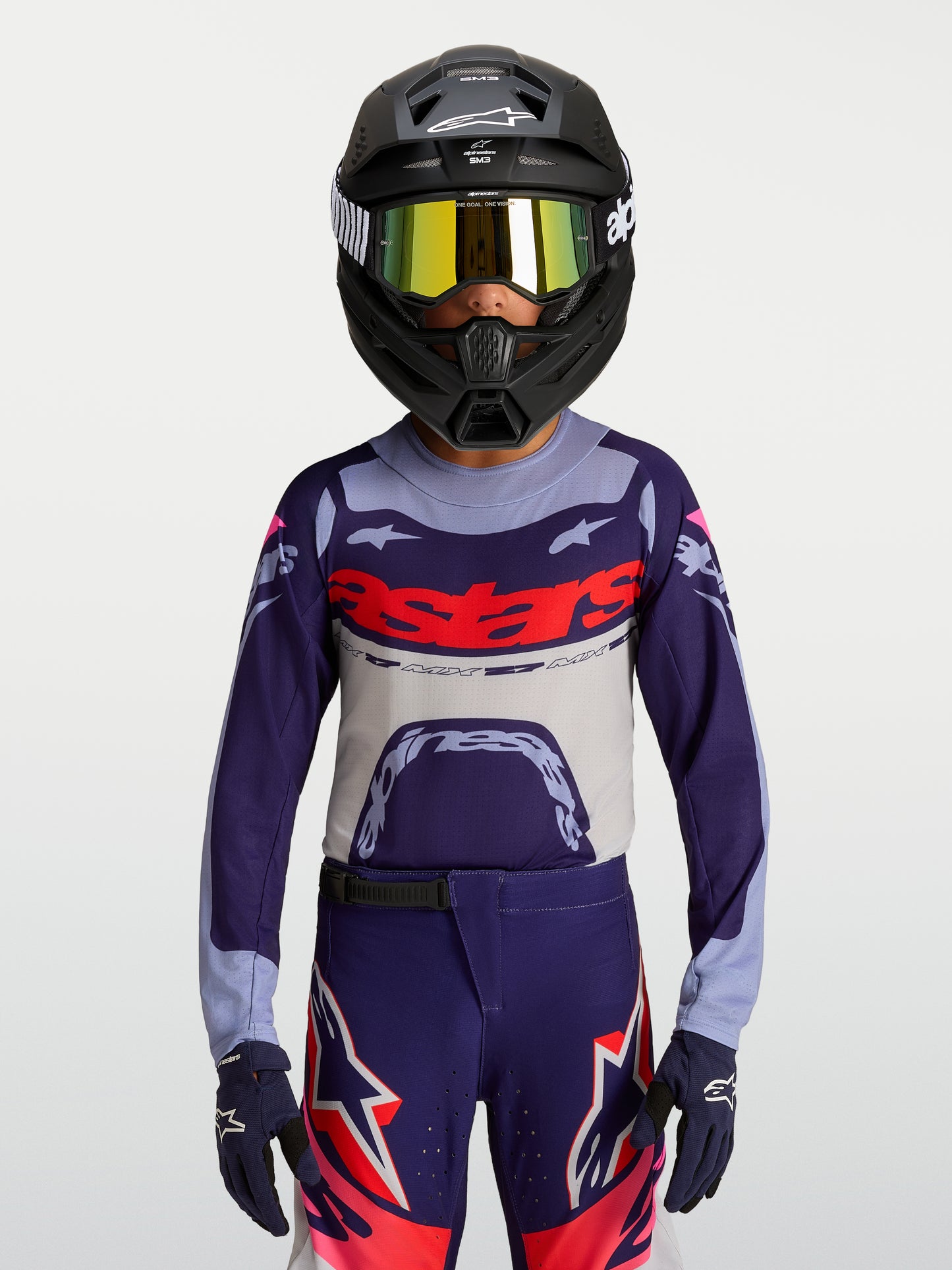Maglia per bambini Alpinestars Supertech Dyna - Viola chiaro/Viola scuro/Rosa fluo