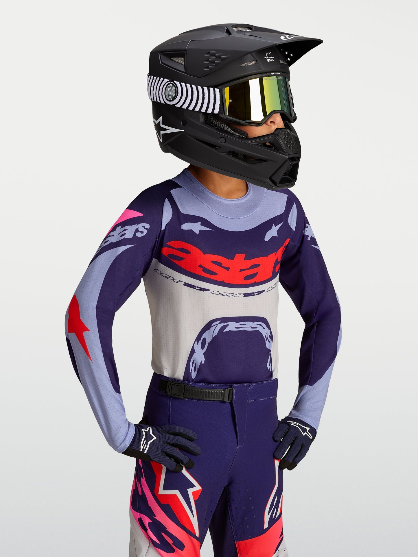 Maglia per bambini Alpinestars Supertech Dyna - Viola chiaro/Viola scuro/Rosa fluo