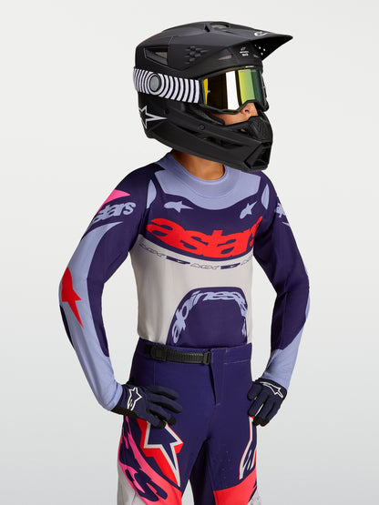 Maglia per bambini Alpinestars Supertech Dyna - Viola chiaro/Viola scuro/Rosa fluo
