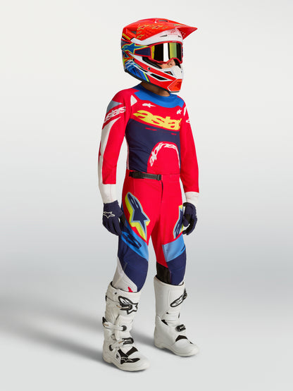 Maglia per bambini Alpinestars Supertech Dyna - Rosso fuoco/Bianco/Blu navy