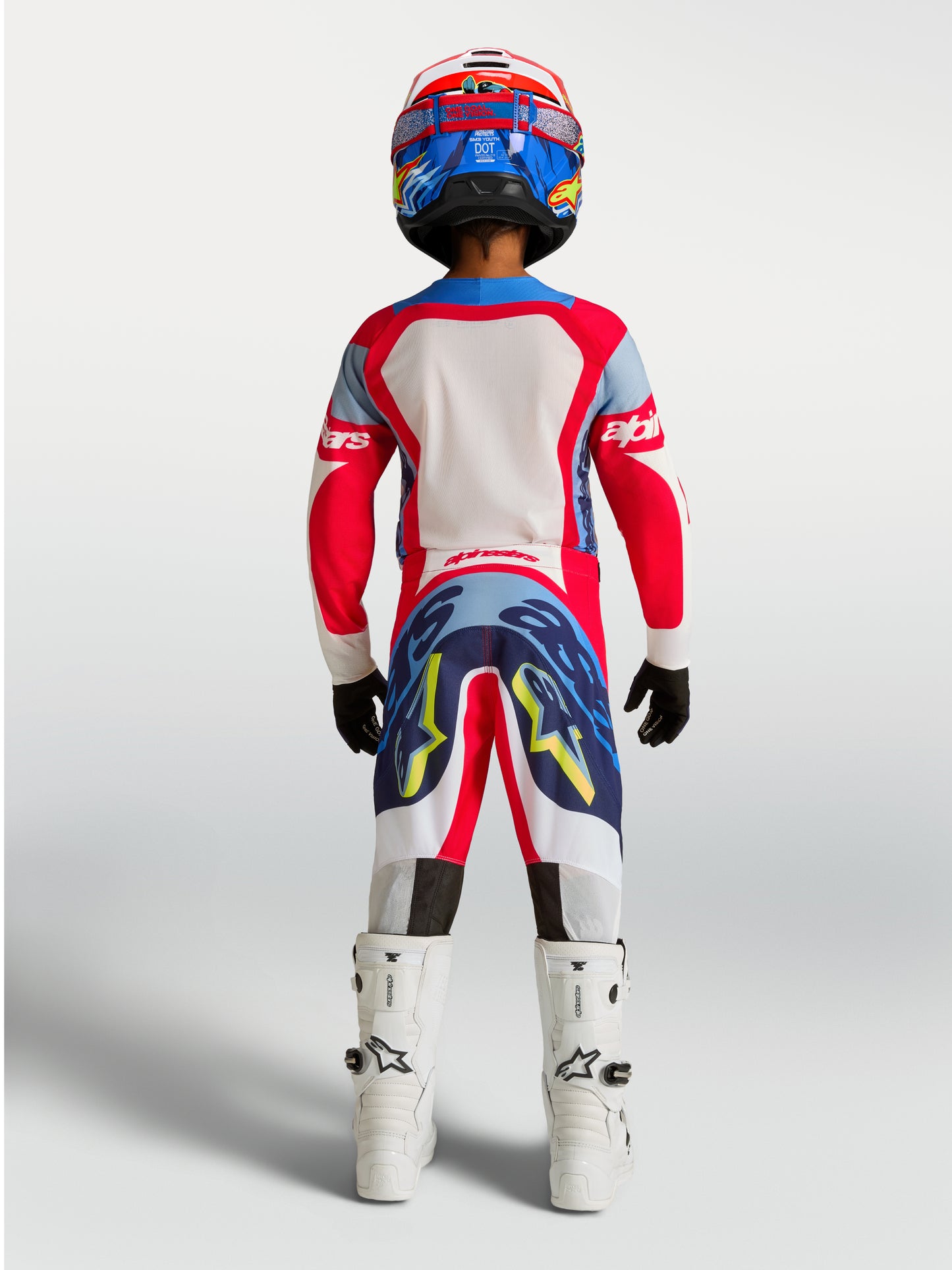 Maglia per bambini Alpinestars Supertech Dyna - Rosso fuoco/Bianco/Blu navy