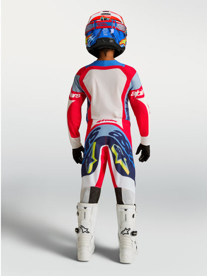 Maglia per bambini Alpinestars Supertech Dyna - Rosso fuoco/Bianco/Blu navy