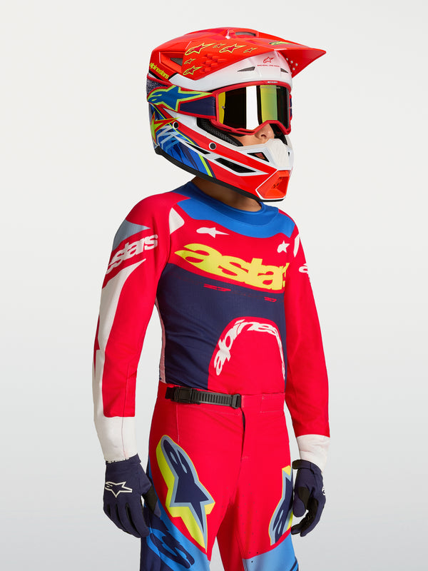 Alpinestars Supertech Dyna Kindertrikot - Fire Red/Weiß/Navy Blau