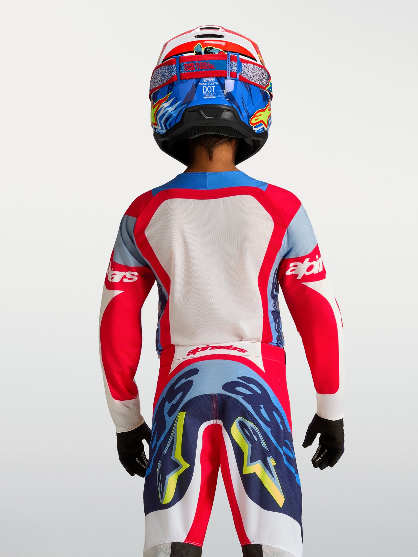 Maglia per bambini Alpinestars Supertech Dyna - Rosso fuoco/Bianco/Blu navy