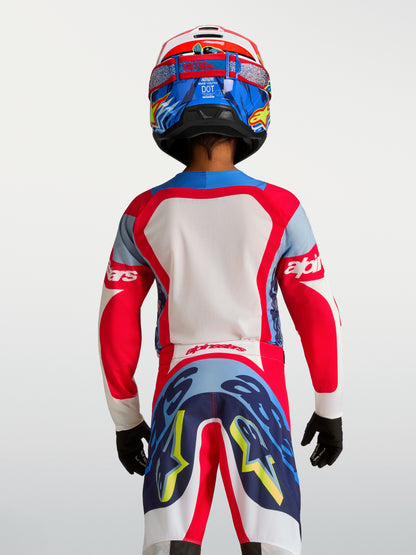 Maglia per bambini Alpinestars Supertech Dyna - Rosso fuoco/Bianco/Blu navy