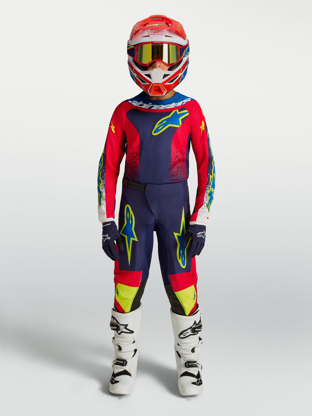 Maillot enfant Alpinestars Fluid Drag - Bleu/Bleu marine/Rouge feu/Blanc