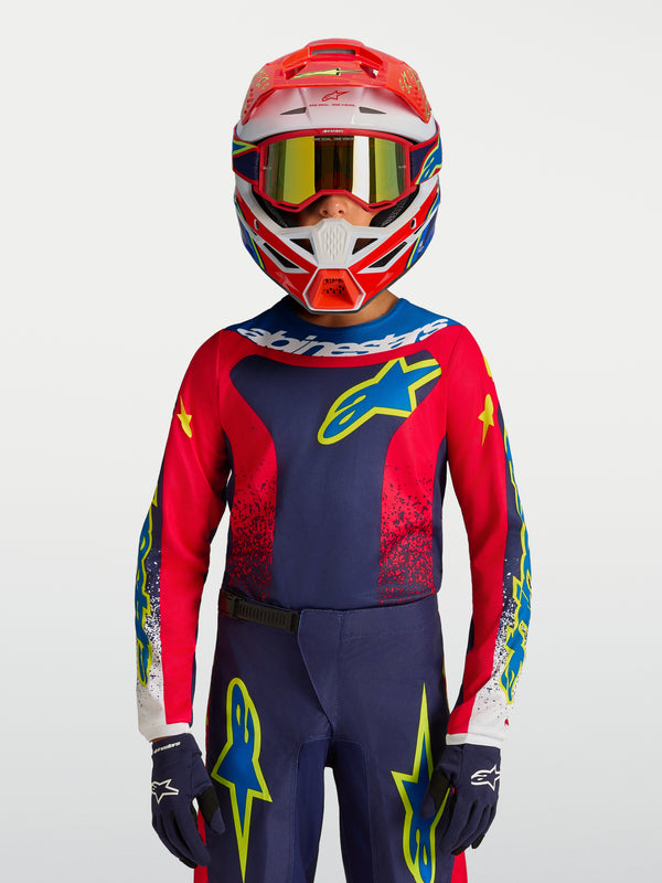 Maillot enfant Alpinestars Fluid Drag - Bleu/Bleu marine/Rouge feu/Blanc
