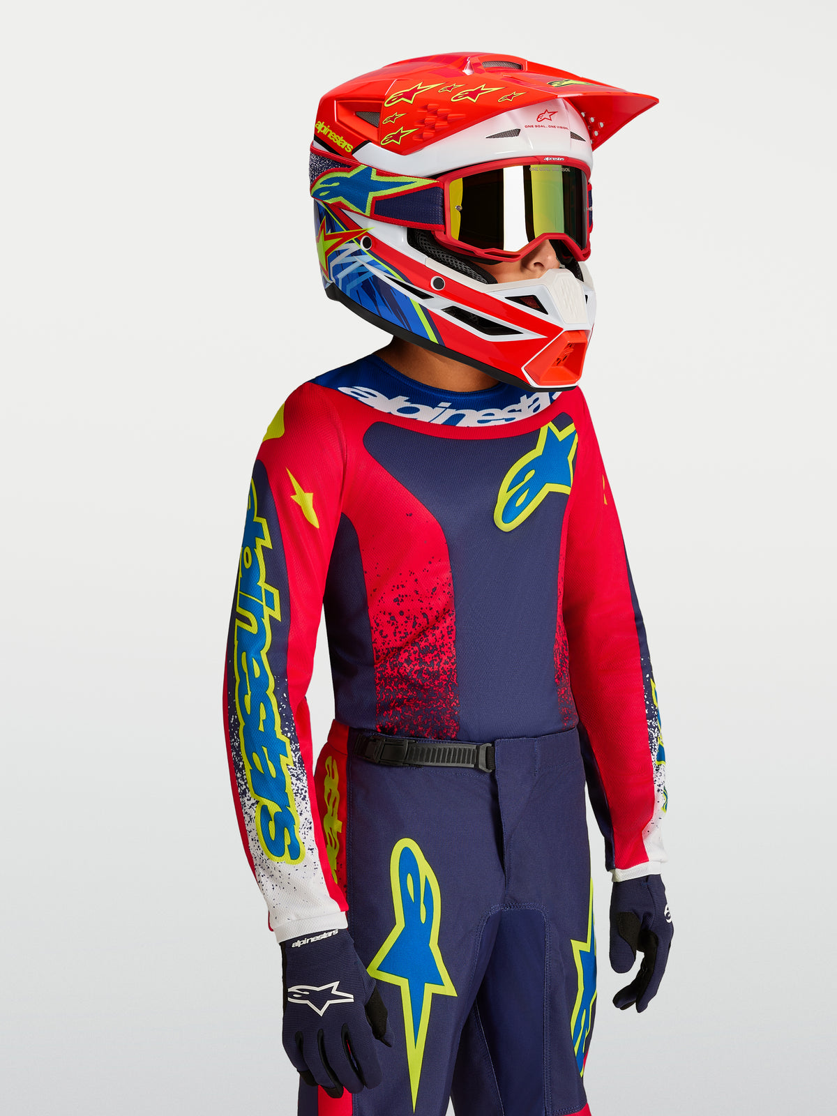 Maillot enfant Alpinestars Fluid Drag - Bleu/Bleu marine/Rouge feu/Blanc