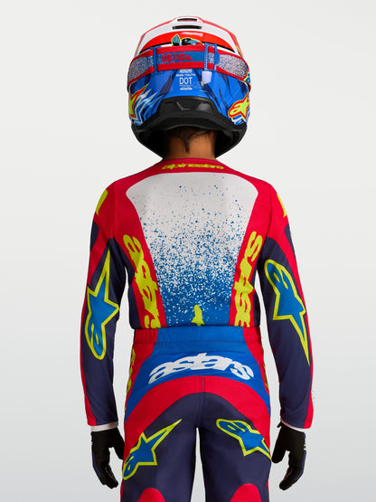 Maillot enfant Alpinestars Fluid Drag - Bleu/Bleu marine/Rouge feu/Blanc