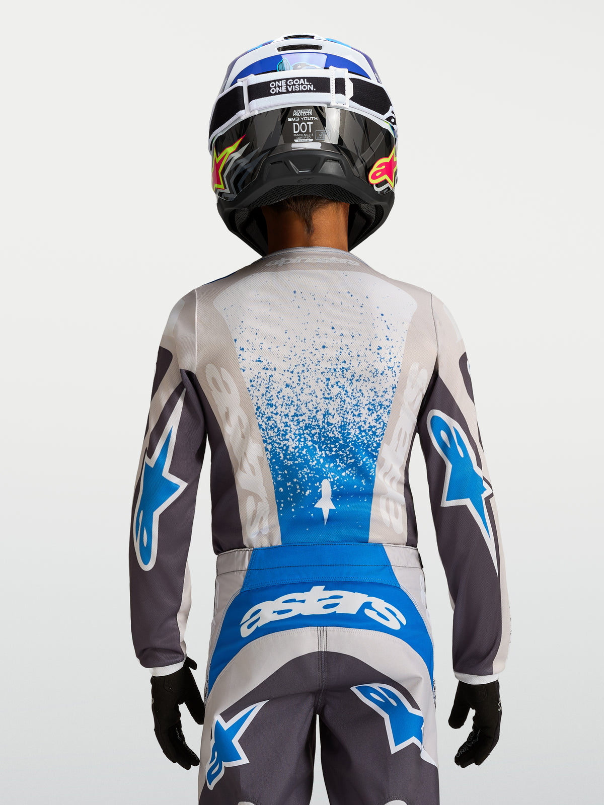 Maillot enfant Alpinestars Fluid Drag - Gris pierre/Lilas clair/Bleu UCLA