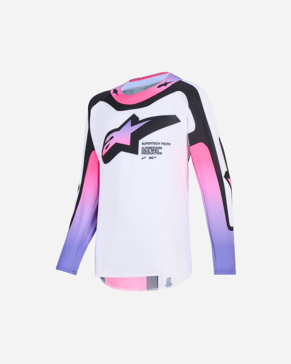 Maillot enfant Alpinestars Supertech Vista - Blanc/Violet/Noir
