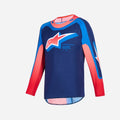 Maglia Alpinestars Supertech Vista per bambini - Blu scuro/Corallo brillante/Cobalto