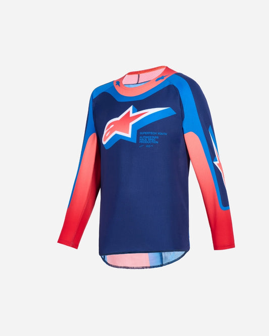 Maillot enfant Alpinestars Supertech Vista - Marine foncé/Corail vif/Cobalt