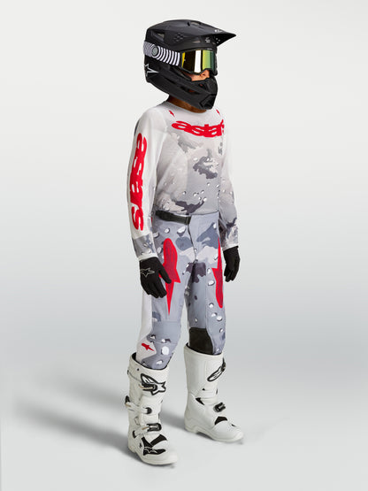 Maillot enfant Alpinestars Fluid Lone - Camo gris/Blanc/Rouge feu