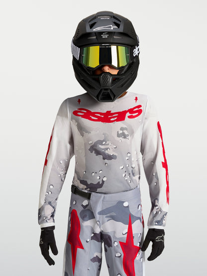 Maillot enfant Alpinestars Fluid Lone - Camo gris/Blanc/Rouge feu