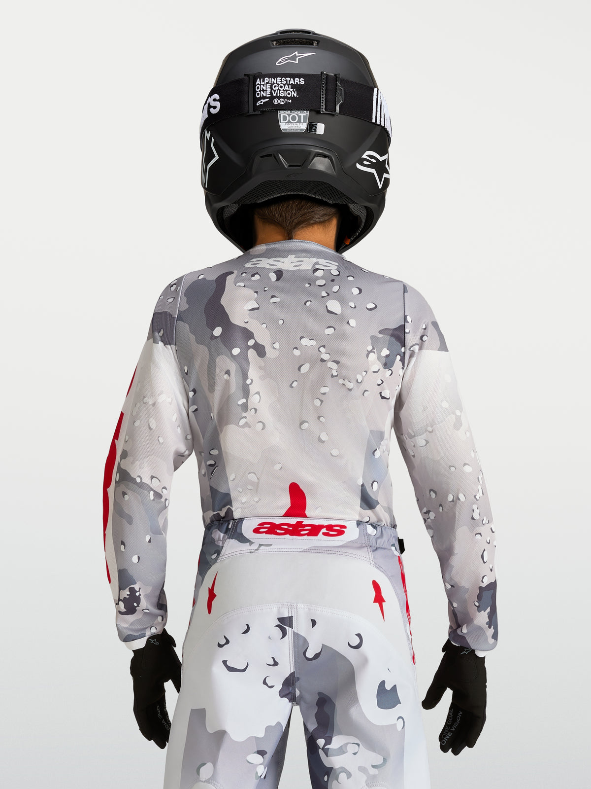 Maillot enfant Alpinestars Fluid Lone - Camo gris/Blanc/Rouge feu