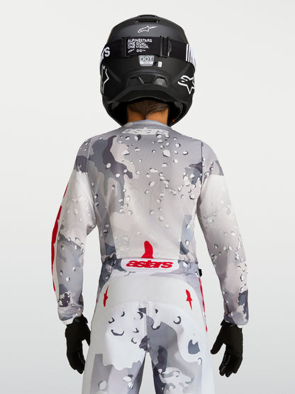 Maillot enfant Alpinestars Fluid Lone - Camo gris/Blanc/Rouge feu
