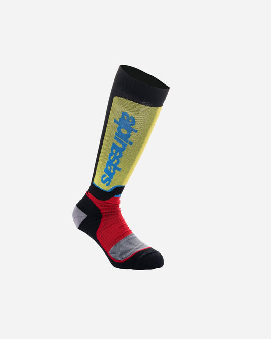 Chaussettes longues enfant Alpinestars Mx Plus - Noir/Rouge/Bleu clair
