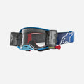 Maschera Alpinestars Supertech Firma Roll Off - Blu/Argento/Lente trasparente