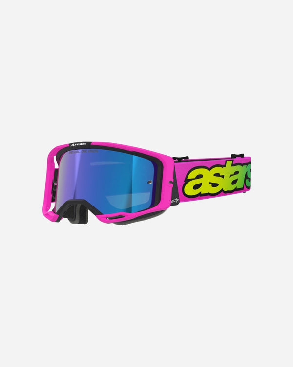 Maschera Alpinestars Vision 8 Vista - Rosa/Giallo fluorescente con specchio blu