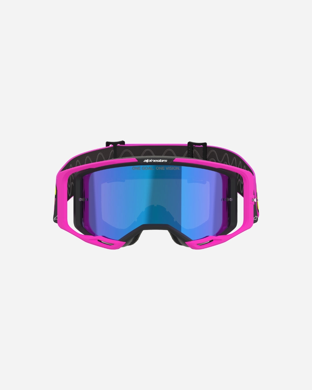 Masques Alpinestars Vision 8 Vista - Rose/Jaune Fluo Miroir Bleu