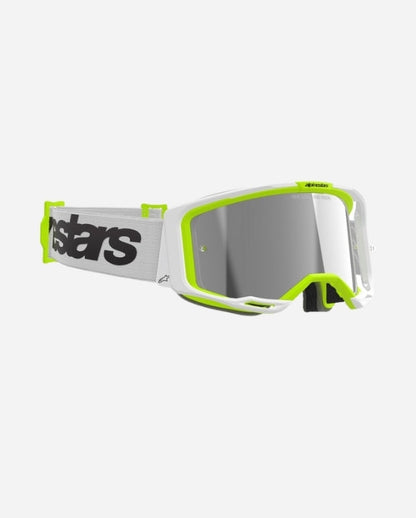 Masques Alpinestars Vision 8 Wordmark - Blanc/Jaune Fluo Miroir Argent